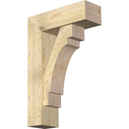 Ekena Millwork Merced Block Rough Sawn Bracket w/ Offset Brace, Douglas Fir, 8"W x 24"D x 36"H BKT0806X24X36MRC05RDF